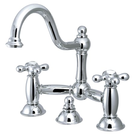 Kingston Brass KS3911AX Restoration Bathroom Bridge Faucet, Polished Chrome KS3911AX
